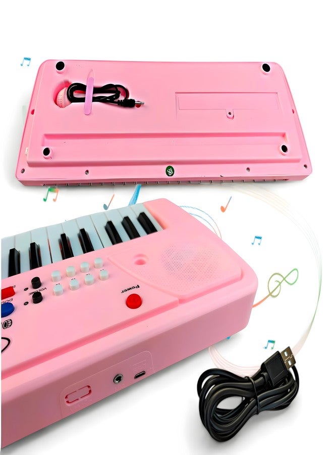 SARASI Kids Keyboard Piano, 37 Keys Piano Keyboard with Power Option, Musical Toy (37 Keys &8 Tones, 8 Rhythms 4 Percussion) [Pack of: 1, Pink] - Image 4